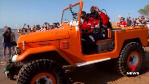 old electric-powered Toyota Land Cruiser